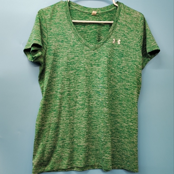 Under Armour Women's Heathered Green V-Neck Tee - Picture 1 of 9